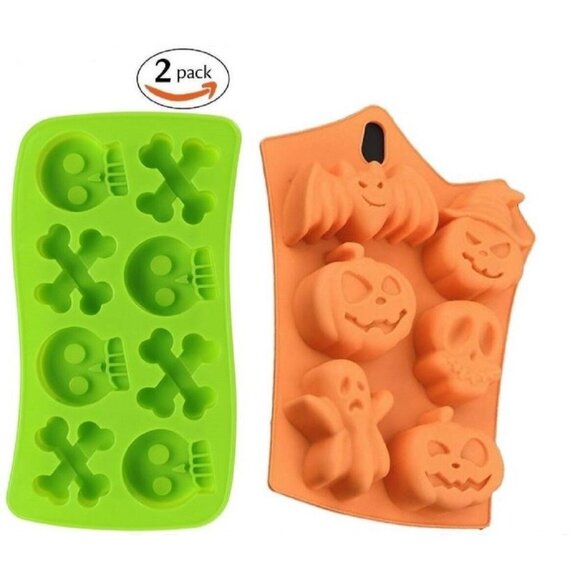 Jolly Jon Other - Set 2 Silicone Halloween Soap Bath Bomb Cake DIY Molds Party Pumpkins Skulls Ice